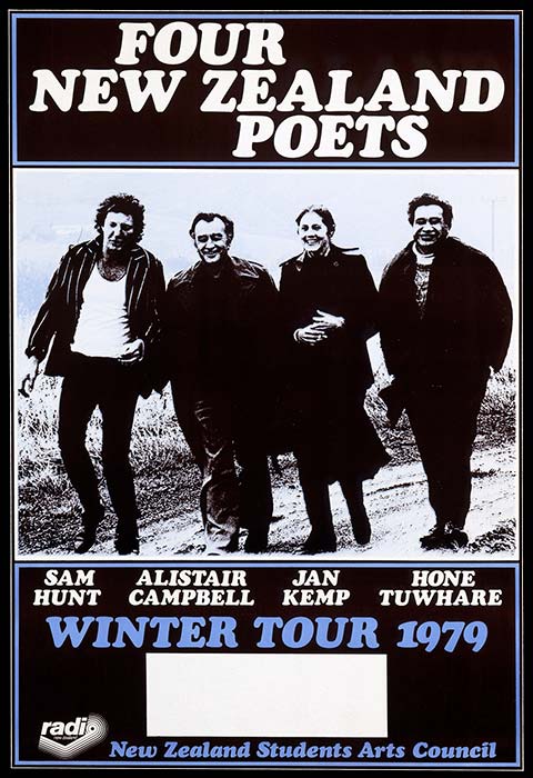 Poster for Four New Zealand Poets tour, 1979