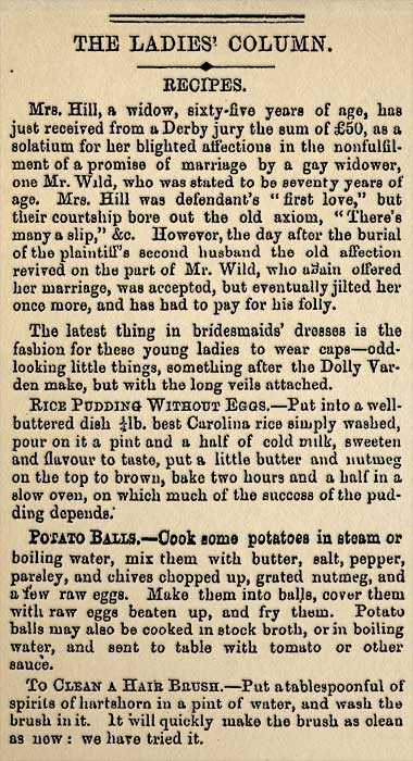 Ladies' column, 1873