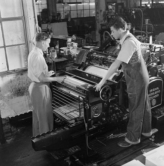 Using the printing press, 1955