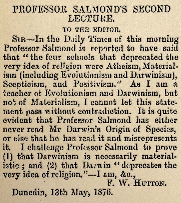 The debate on Darwinism and religion, 1876