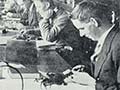 Zoology students dissect crayfish, about 1926