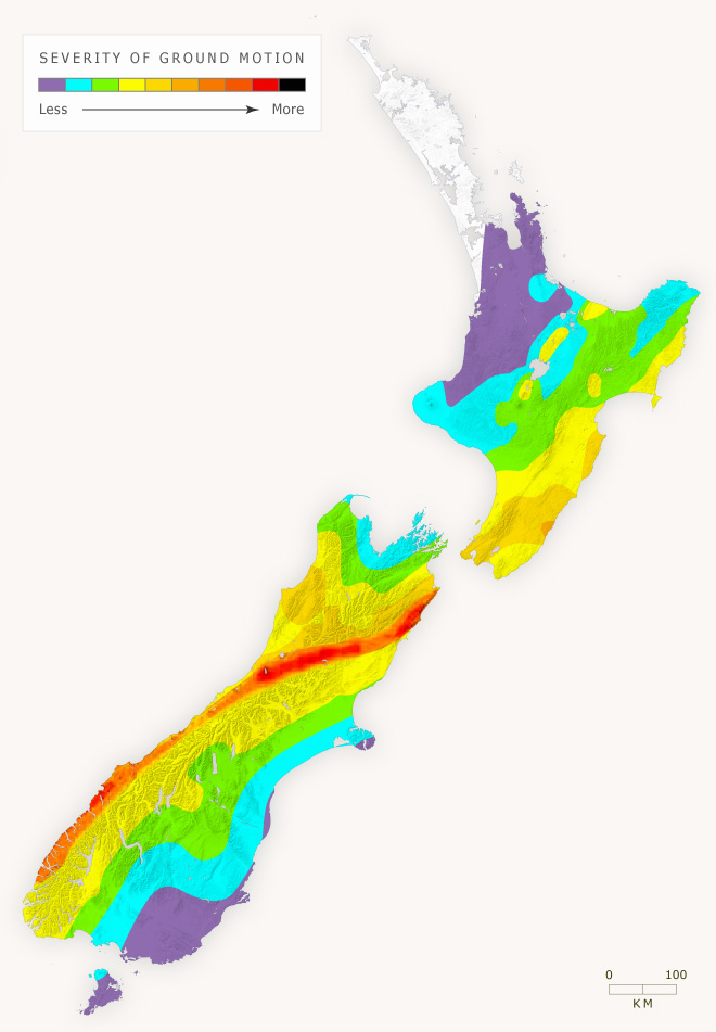 New Zealand regions at greatest risk of ground shaking