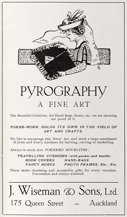 Pyrography advertisement, 1912