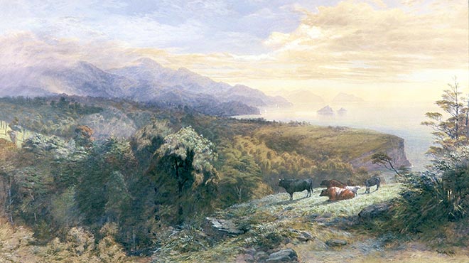 'Western coast of Tasman Bay' by John Gully, 1885  