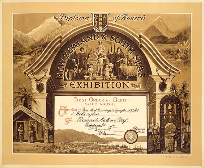 Certificate from the New Zealand and South Seas Exhibition