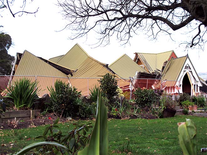 Collapsed Holy Trinity church, Lyttelton