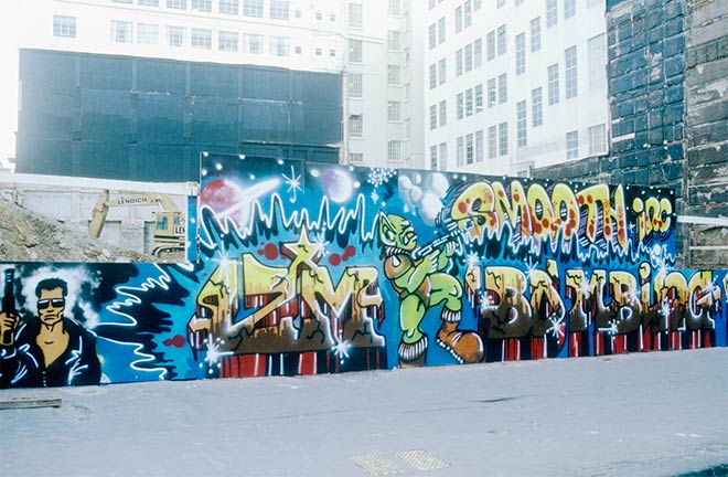 Graffiti piece by Smooth Inc crew, 1980s