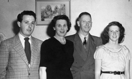 Dr John Cairney (second from right) and his family, 1949