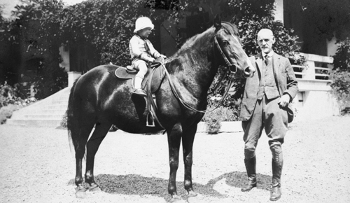 James Armour Johnstone (right) with his grandson James Armour Monro on a pony