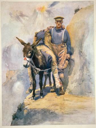 Watercolour from 'The man with the donkey' series