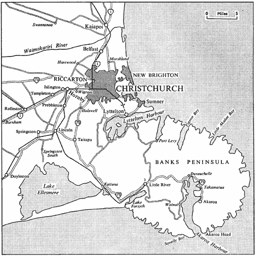 Christchurch and surrounding districts, including Banks Peninsula