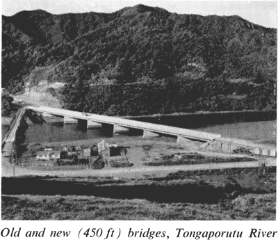 Old and new (450 ft) bridges, Tongaporutu River