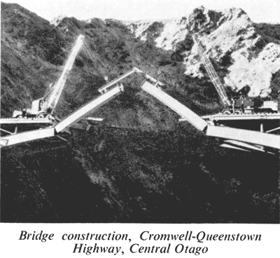 Bridge construction, Cromwell-Queenstown Highway, Central Otago