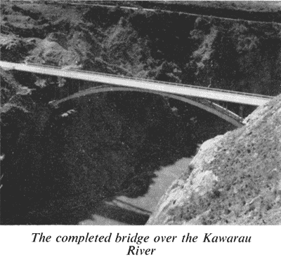 The completed bridge over the Kawarau River