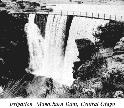 Irrigation. Manorborn Dam, Central Otago