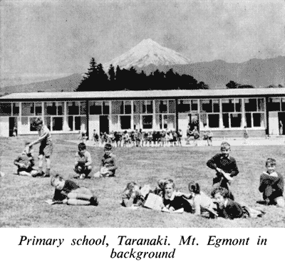 Primary school with Mt. Egmont in the background