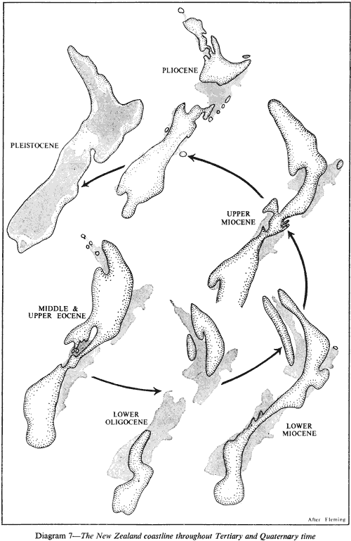 The New Zealand coastline throughout Tertiary and Quaternary time