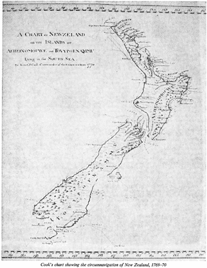 Cook's chart showing the circumnavigation of New Zealand, 1769–70