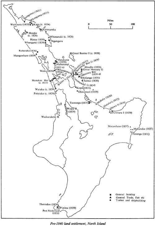 Pre-1840 land settlement, North Island