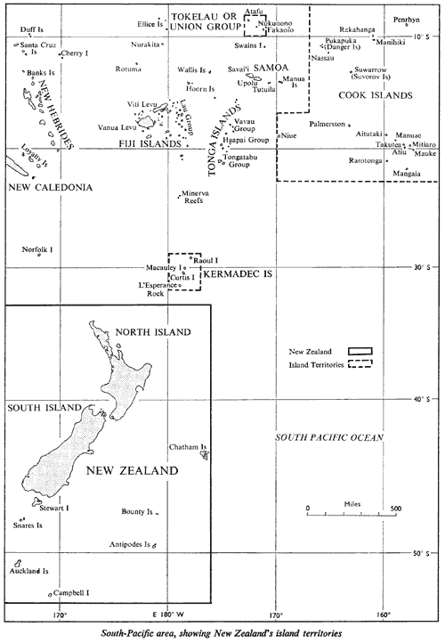 South-Pacific area, showing New Zealand's island territories