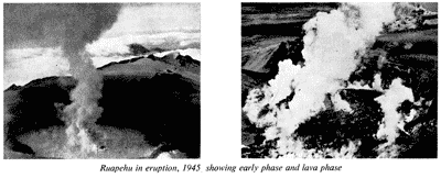 Ruapehu in eruption, 1945