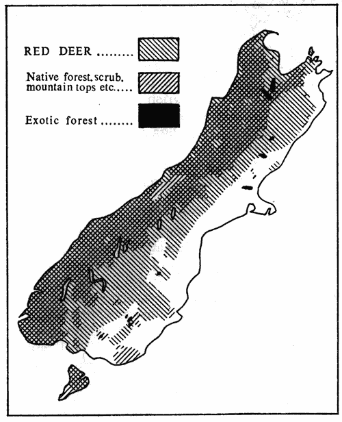 Distribution of red deer in the South Island