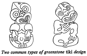 Two common types of greenstone tiki design