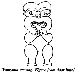 Wanganui carving. Figure from door lintel