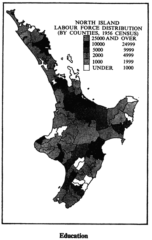 North Island labour force distribution, 1956