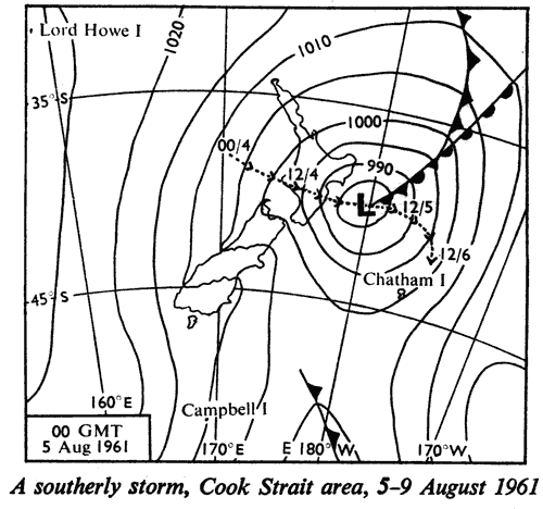 A southerly storm, Cook Strait area, 5–9 August 1961