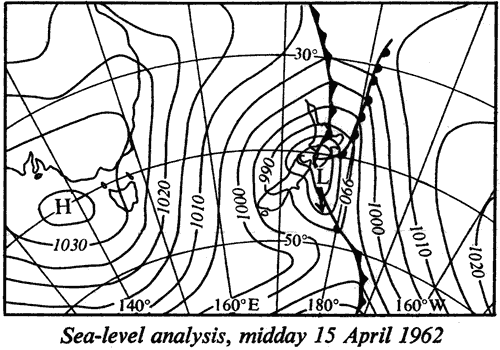 Sea-level analysis, midday 15 April 1962