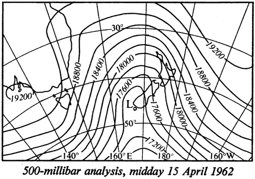 500-millibar analysis, midday 15 April 1962