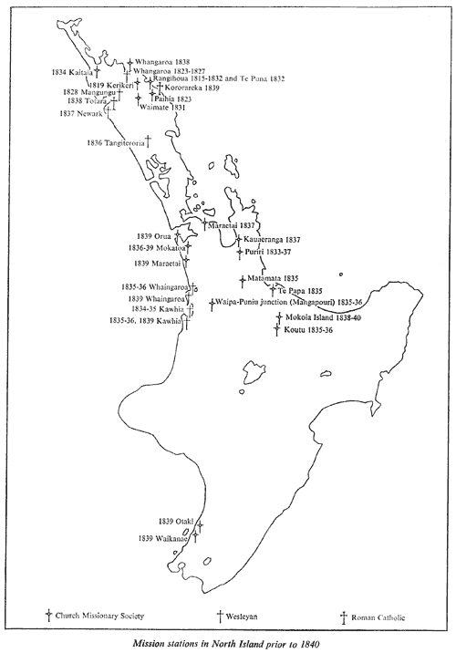 Mission stations in North Island prior to 1840