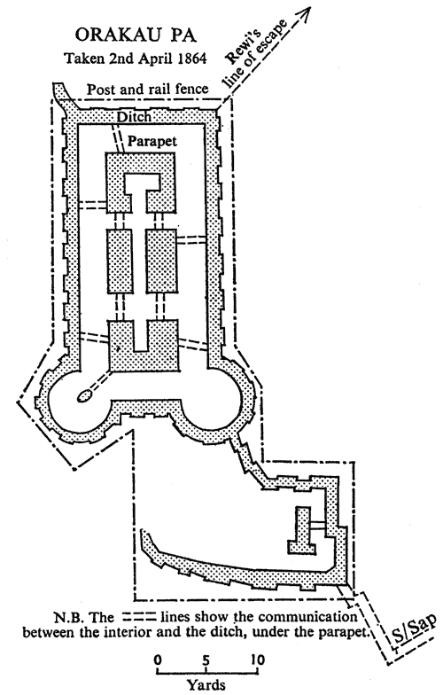 Ground plan of Orakau pa, 1864