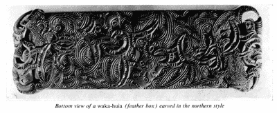 Bottom view of a waka-huia (feather box)