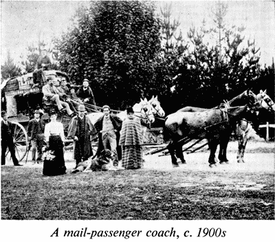 A mail-passenger coach, c. 1900s
