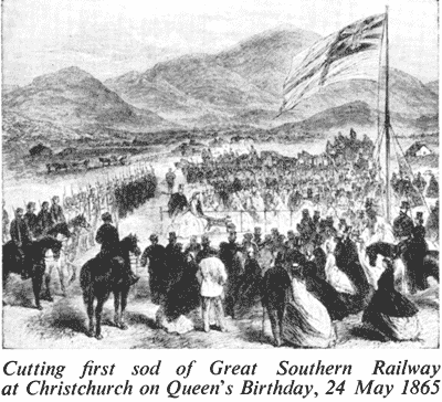 Cutting first sod of Great Southern Railway, 1865