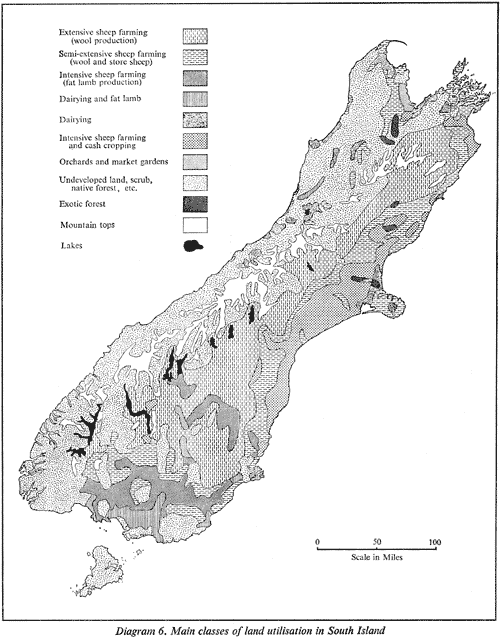 Diagram 6. Main classes of land utilisation in South Island