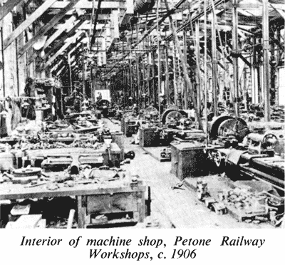 Interior of machine shop, Petone Railway Workshops, c. 1906