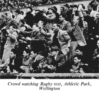 Crowd watching Rugby test, Athletic Park, Wellington