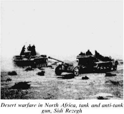 Desert warfare in North Africa, tank and anti-tank gun, Sidi Rezegh