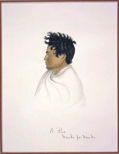 A portrait of Te Kiore Paremata Te Wahapiro painted in the early 1840s