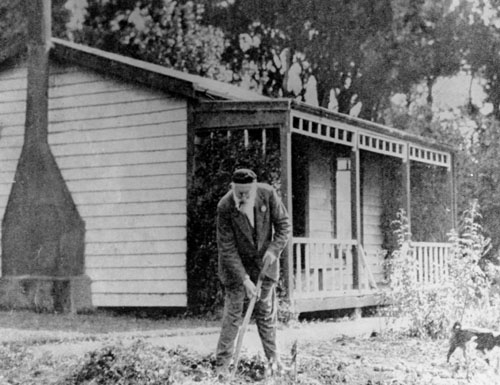 Harry Peters at his house, Kaimiro, Taranaki