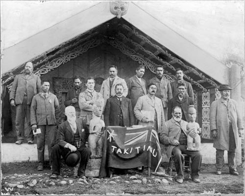 Ōtene Pītau (seated, right) at the first meeting of the Tākitimu Māori Council, 10 June 1902
