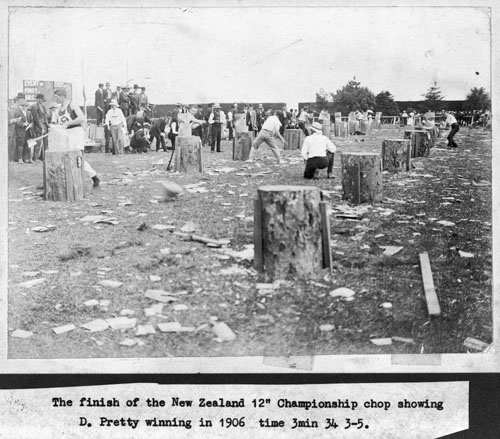 David Pretty at a woodchopping competition in 1906