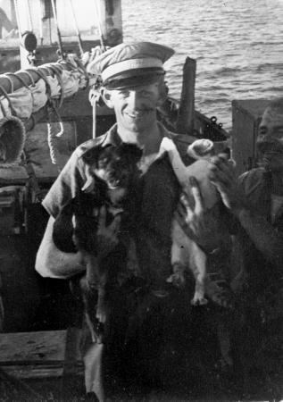 Donald John Stott on a ship in the Mediterranean during the Second World War