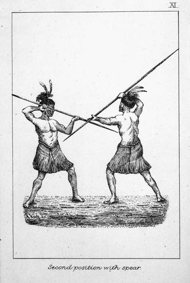 Fighting with a double-pointed spear