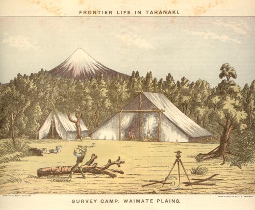 Surveyors’ camp, Waimate plain, around 1880