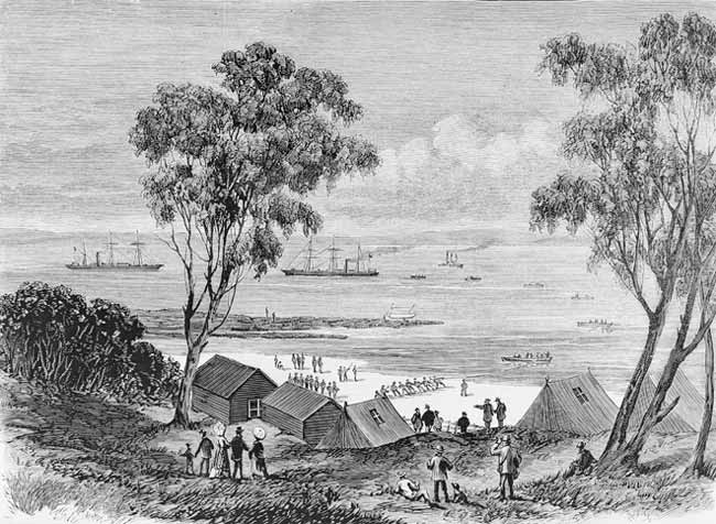 Arrival of the New Zealand cable at Botany Bay