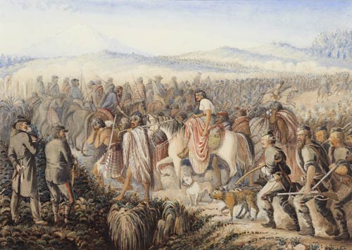 Government forces marching through Taranaki, 1865–66